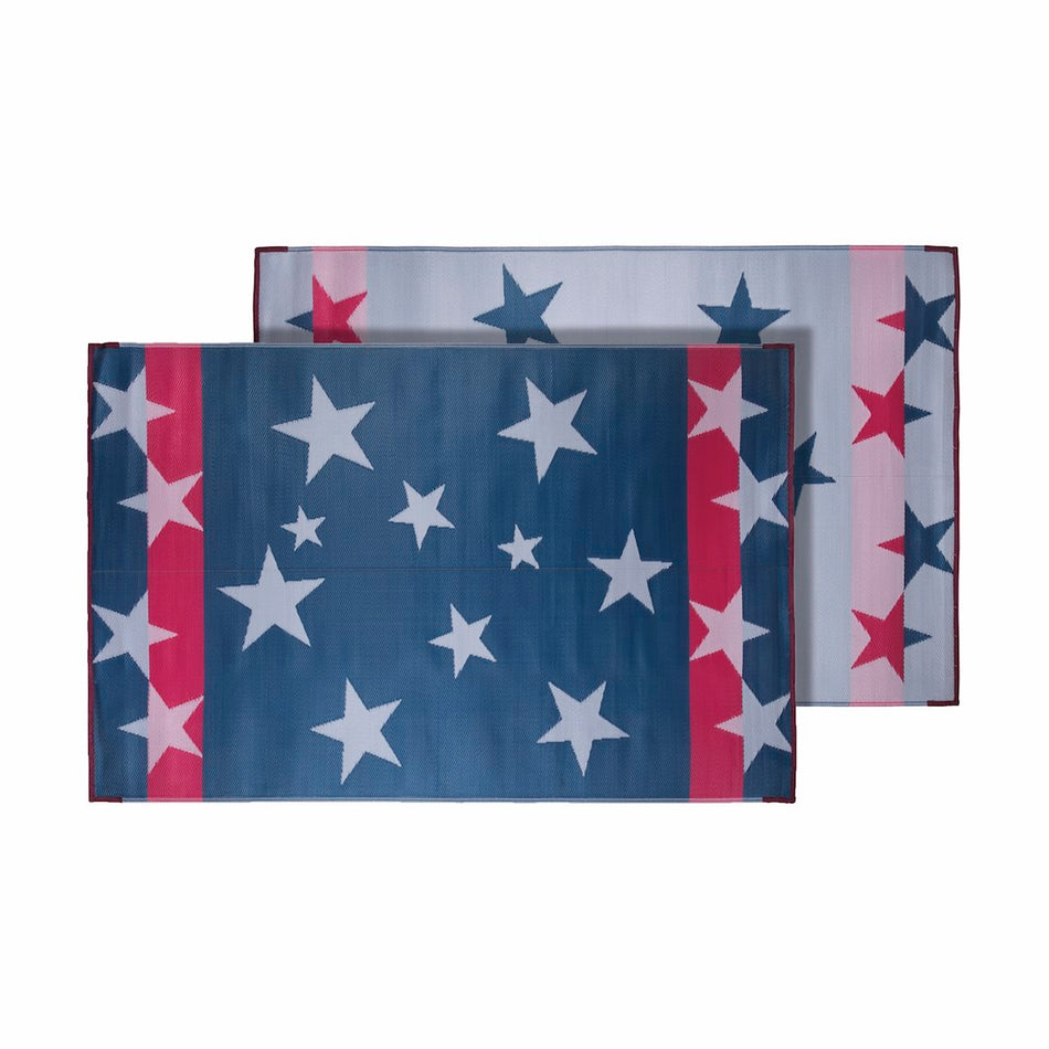 Faulkner Outdoor Patio Mat 20'x8'; Red/White/Blue Stars and Stripes