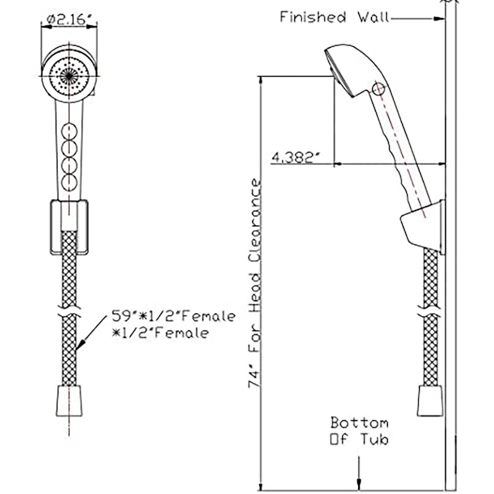 Dura Faucet-MB RV Shower Head Kit-Matte Black - 02-8592