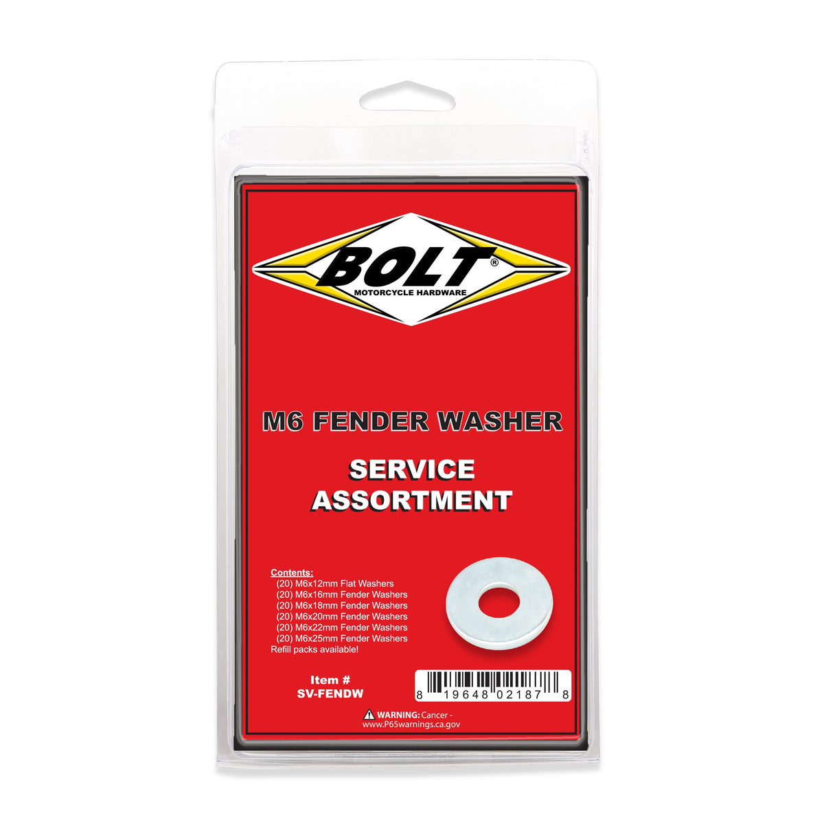 M6 FENDER WASHER ASSORTMENT 120 PIECE KIT - 020-20000