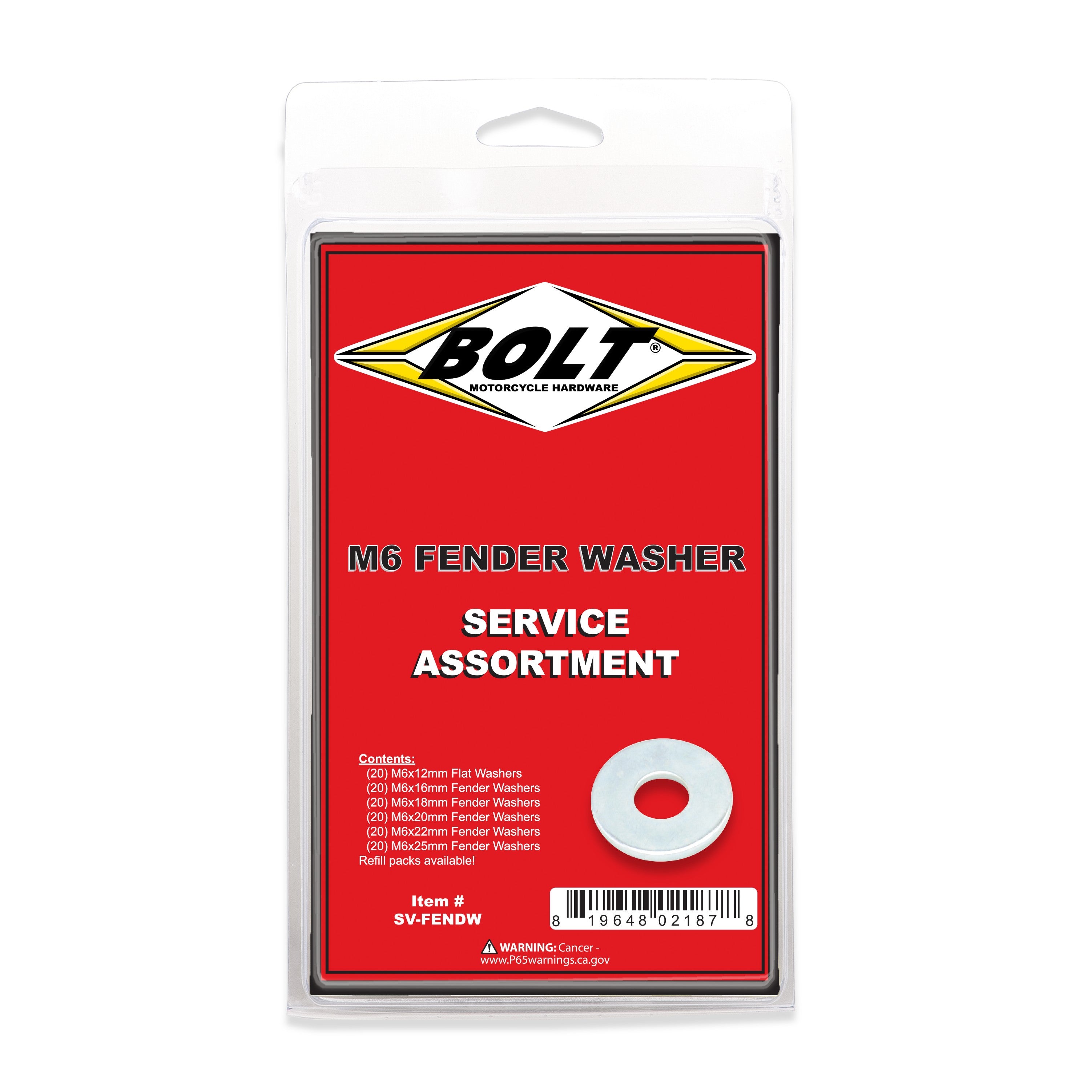 M6 FENDER WASHER ASSORTMENT 120 PIECE KIT - 020-20000