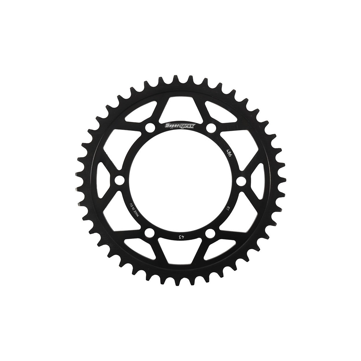 REAR EDGE SPROCKET STEEL 43T-520 BLK HON/KAW/SUZ/YAM - 109-48643