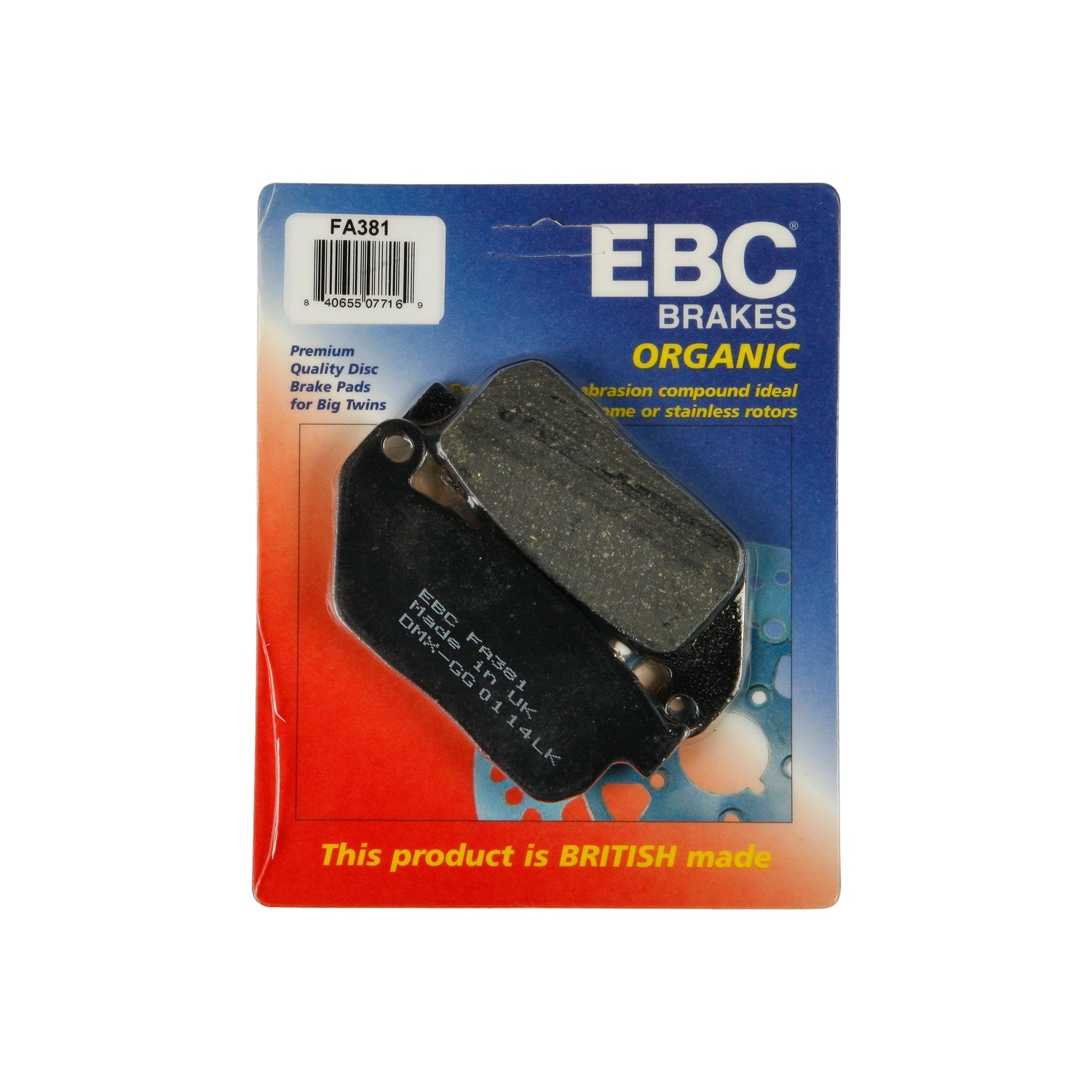 BRAKE PADS FA381 ORGANIC - 15-381