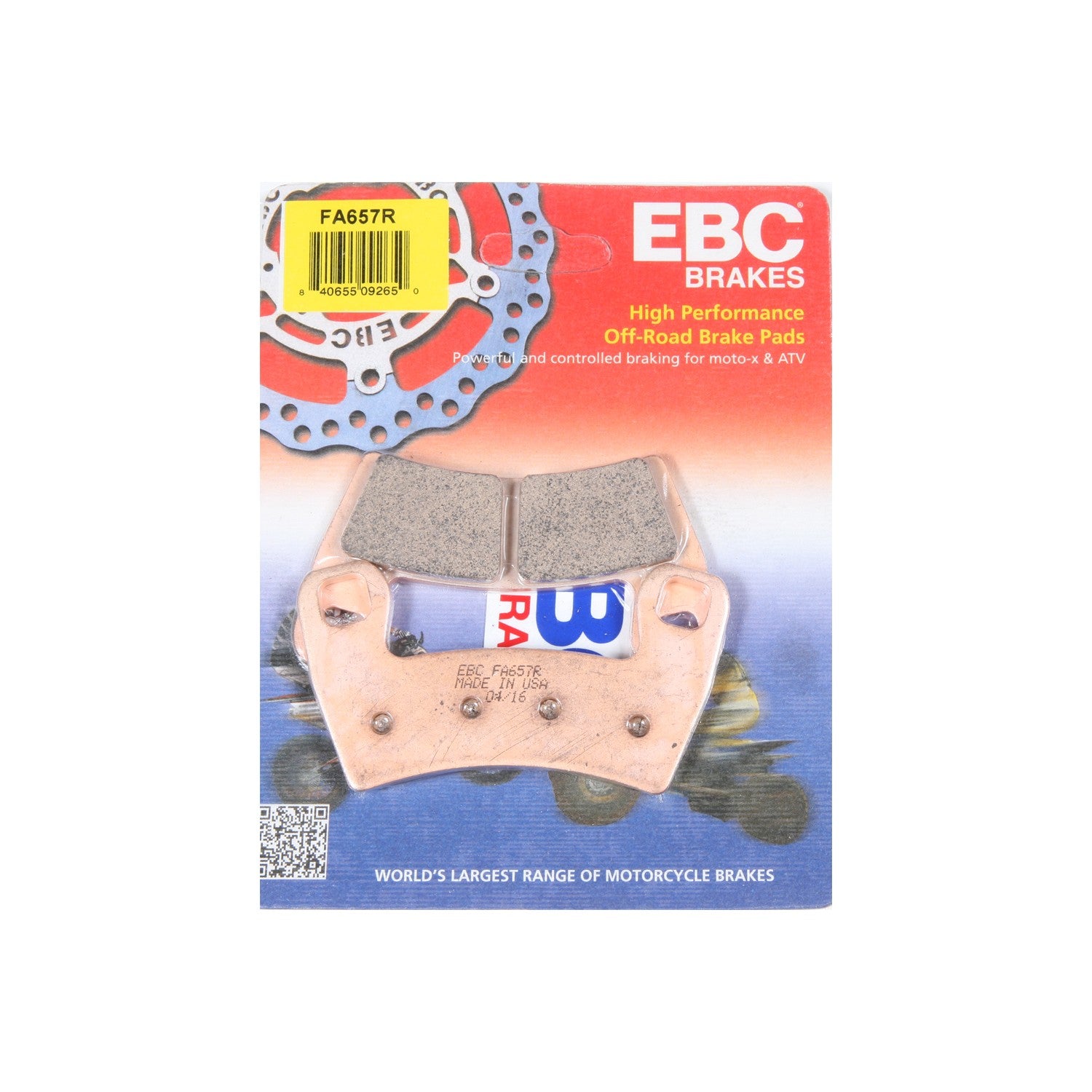 BRAKE PADS FA657R SINTERED R SERIES - 15-657R