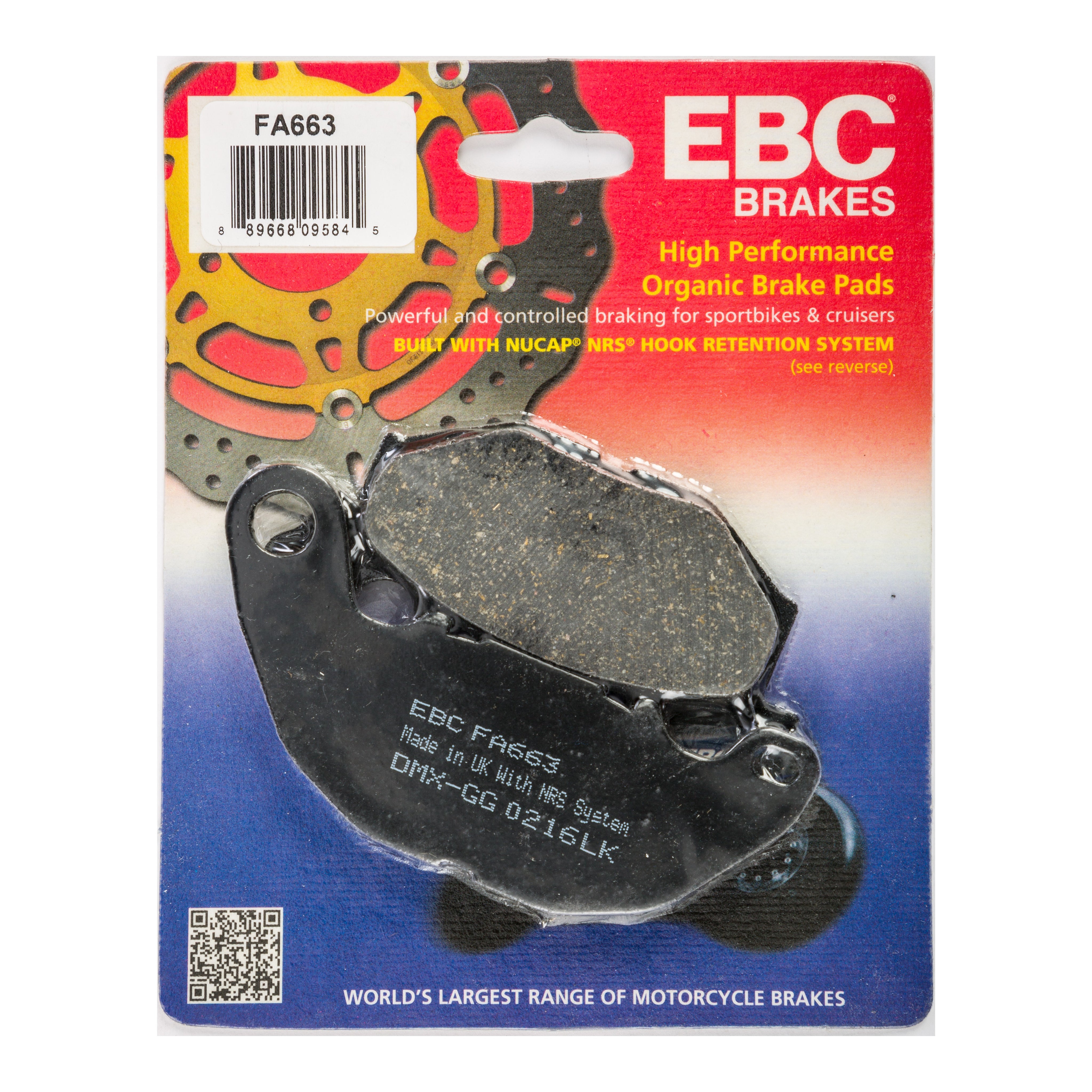 BRAKE PADS FA663 ORGANIC - 15-663