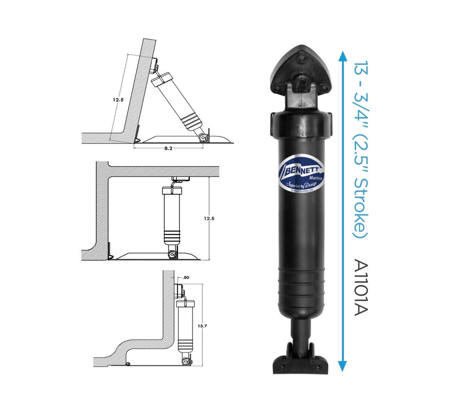 Hydraulic Trim Tab Actuator Assembly - 219-A1101A