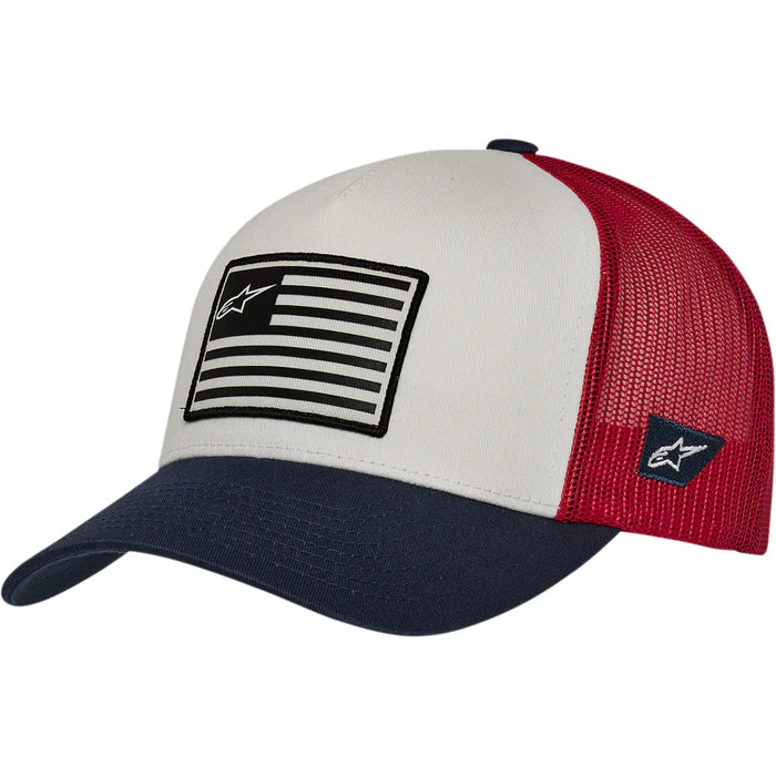 ALPINESTARS FLAG SNAPBACK HAT WHITE NAVY RED ONE SIZE - 2501-3623