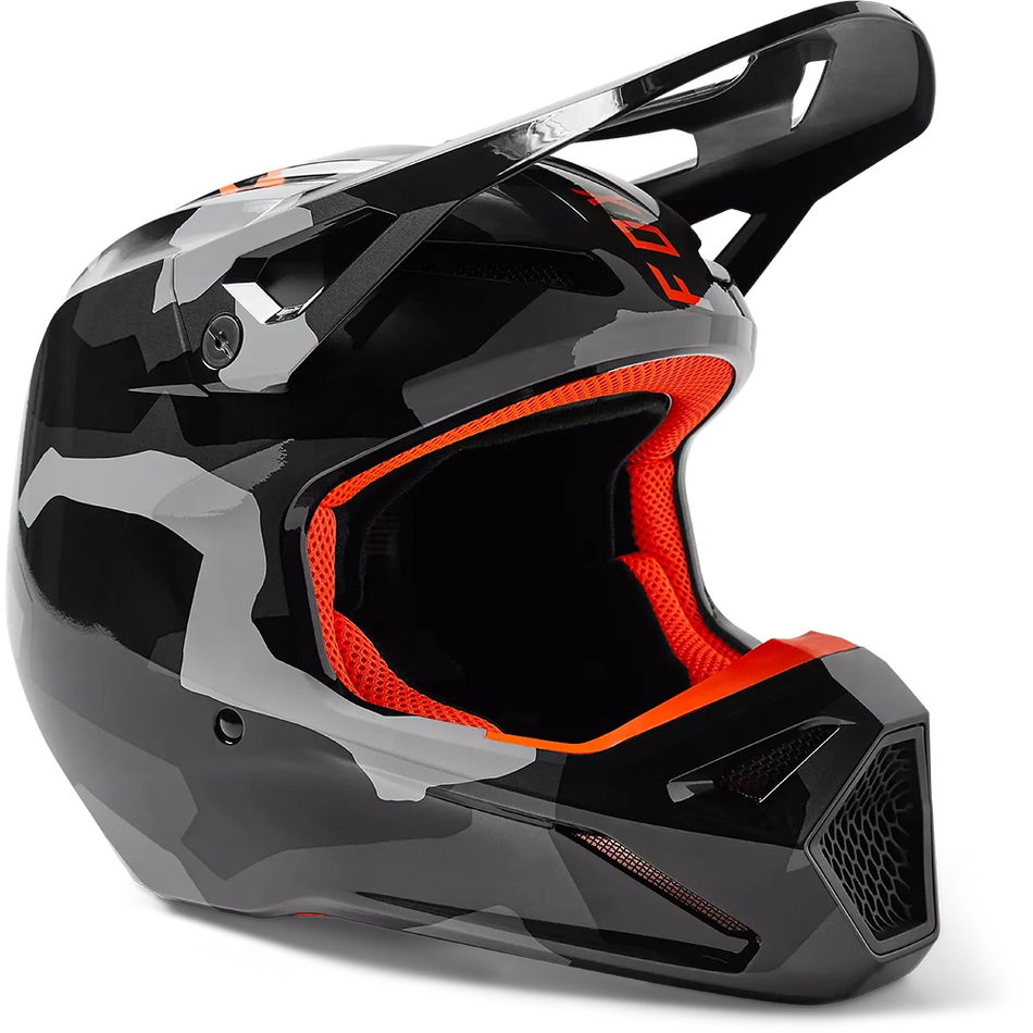 Fox Racing Youth V1 Bnkr Grey Camouflage Helmets (2024)