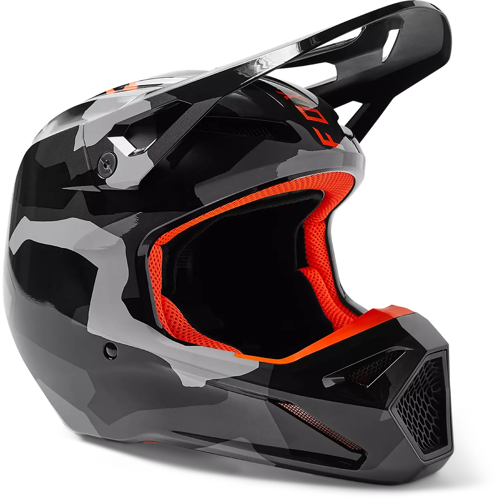 Fox Racing Youth V1 Bnkr Grey Camouflage Helmets (2024)