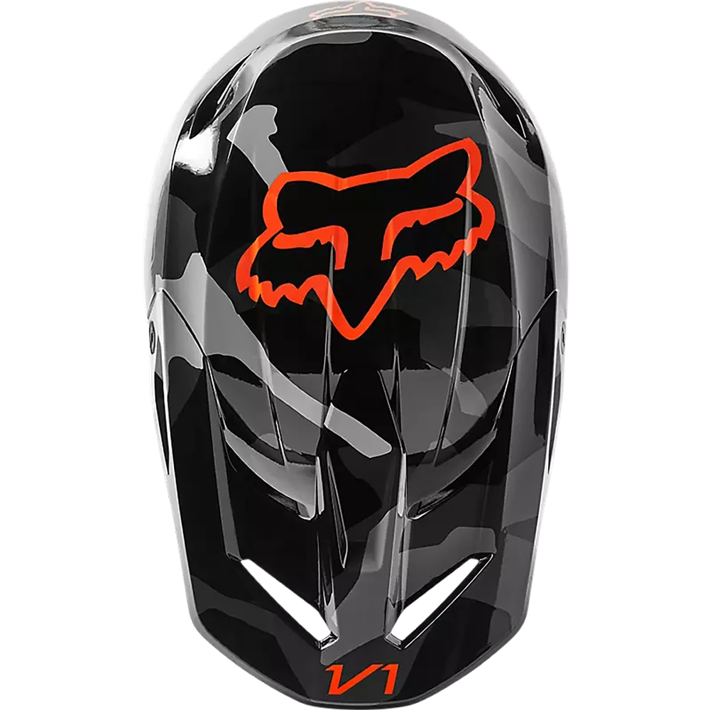 Fox Racing Youth V1 Bnkr Grey Camouflage Helmets (2024)