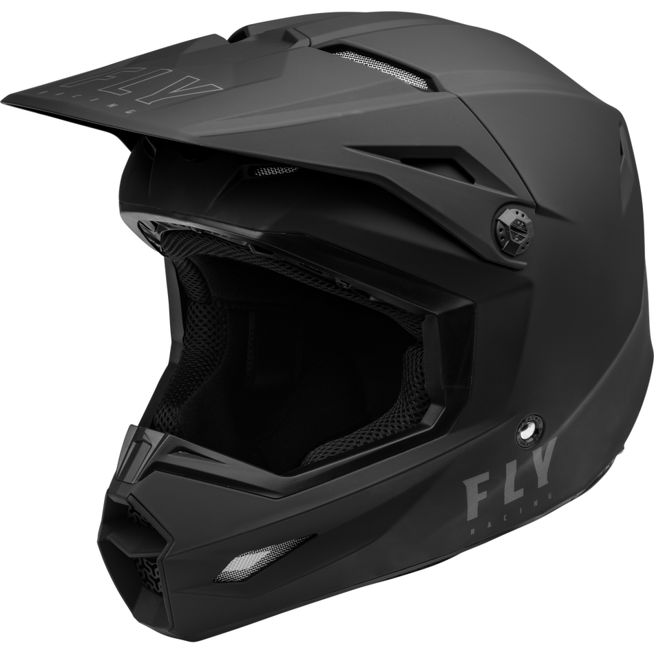 Fly Racing Youth Matte Black Kinetic Solid Helmet YL