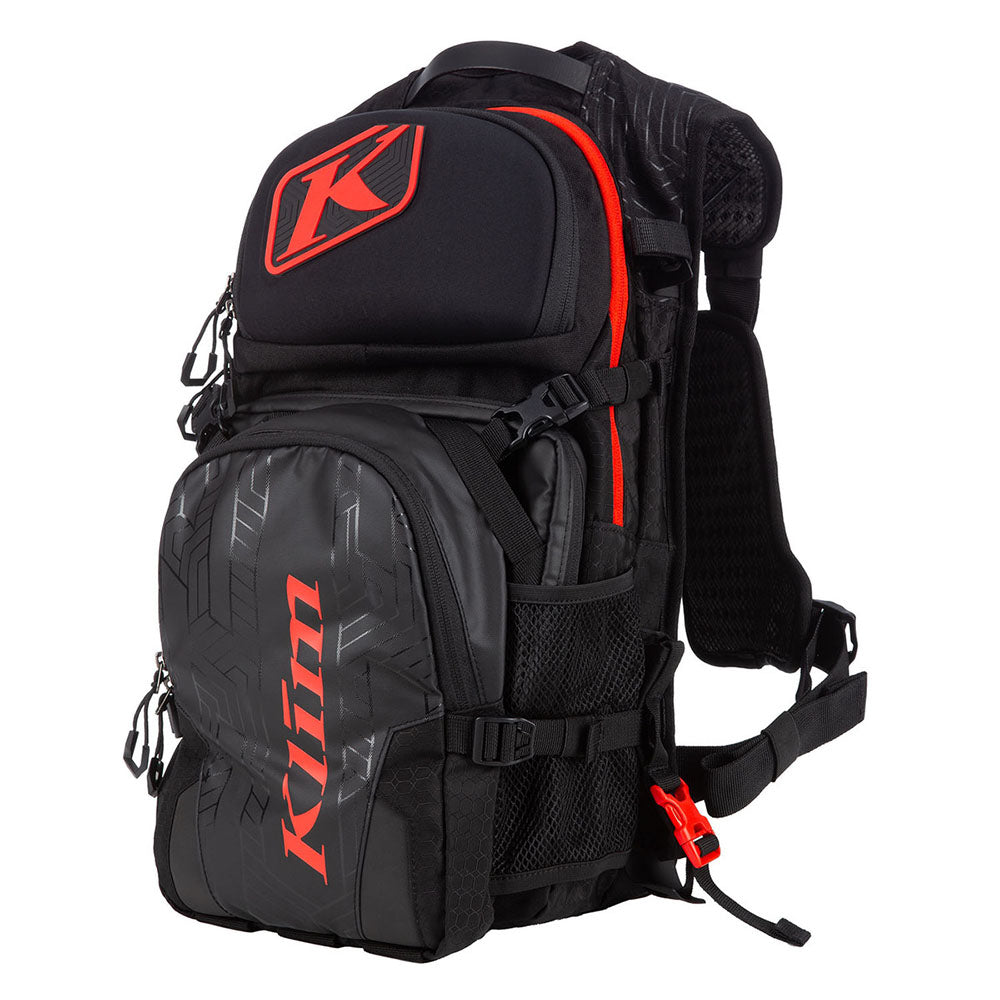 Klim NAC Pak backpack with enhanced ergonomics for snowmobile gear and apparel, designed for longer rides and outdoor adventures.