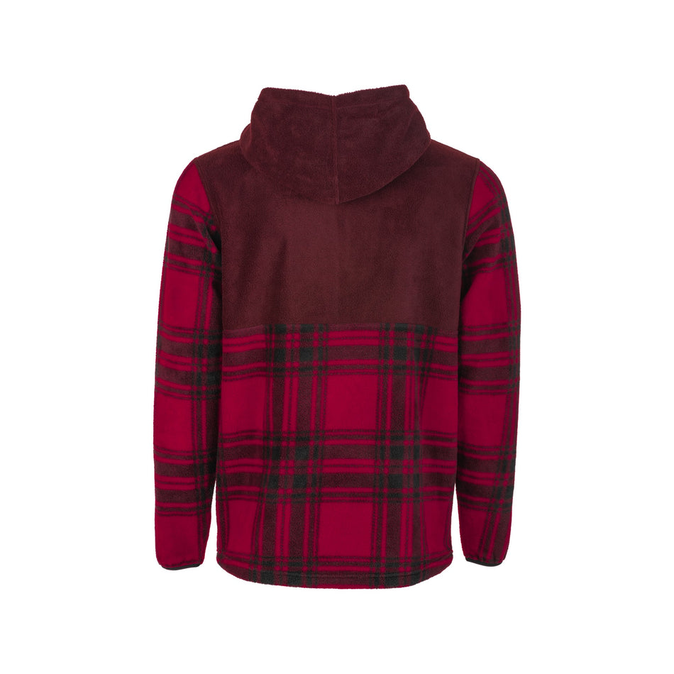 FLY HALF ZIP PULLOVER HOODIE RED PLAID LG - 354-0022L-1
