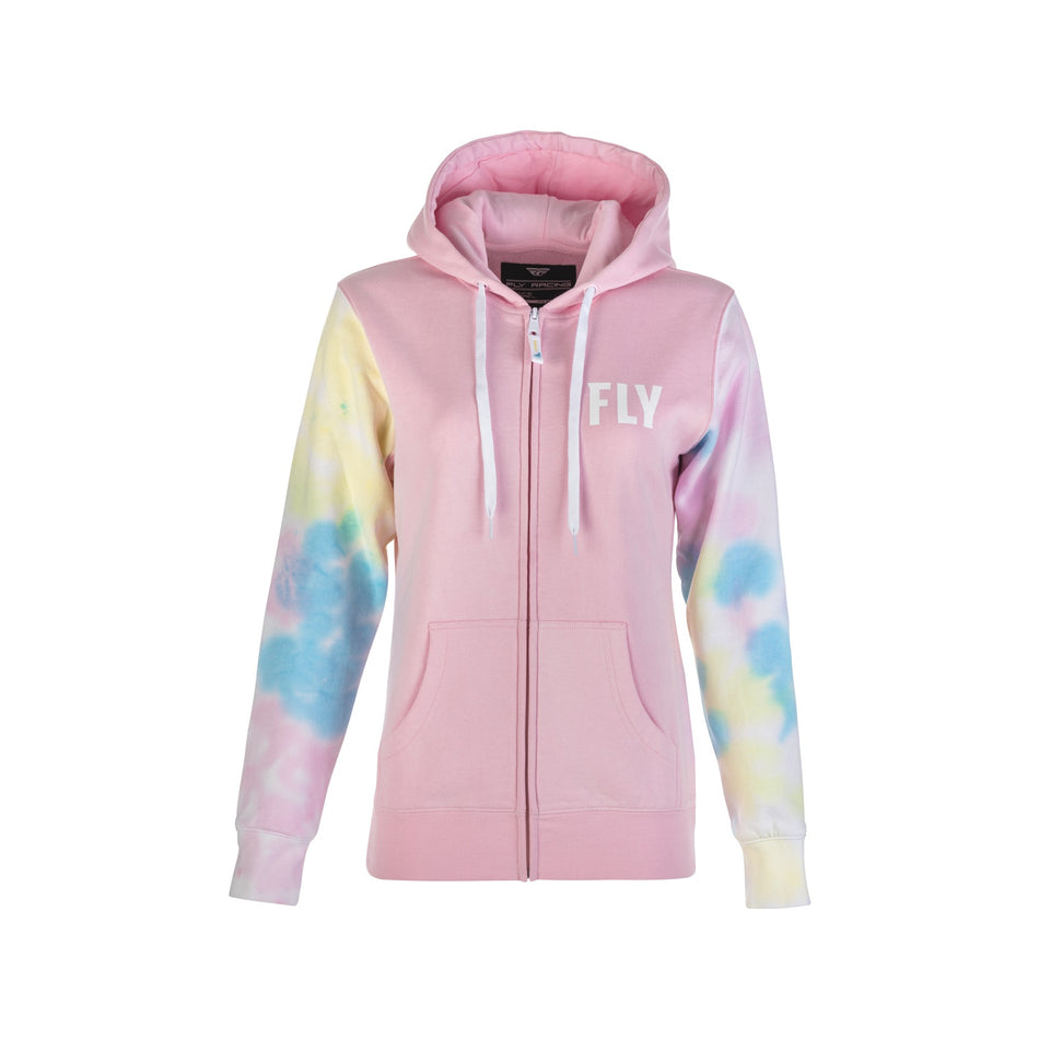 WOMEN'S FLY TIE-DYE ZIP UP HOODIE PINK/YELLOW/BLUE SM - 358-0071S