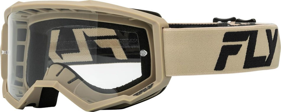 Fly Racing 2024 Youth Focus Goggle Khaki/Black With Clear Lens - 37-51155Y