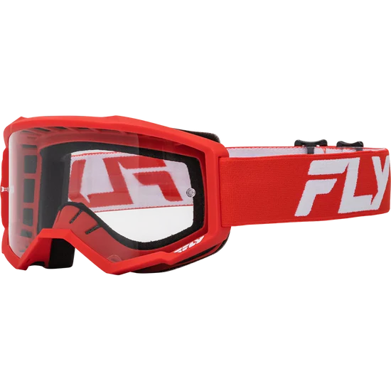 FLY RACING FOCUS GOGGLE RED/WHITE W/ CLEAR LENS - 37-51156