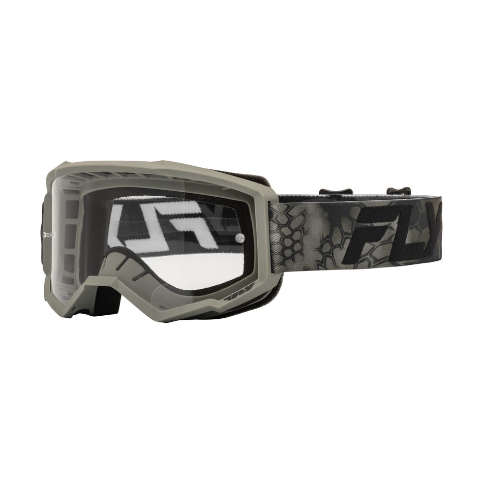 YOUTH FOCUS SE KRYPTEK GOGGLE MOSS GREY/BLACK W/ CLEAR LENS - 37-51159Y