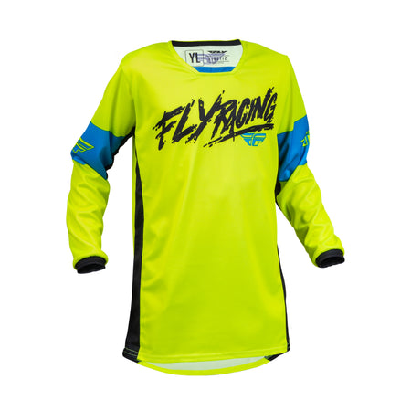 YOUTH KINETIC KHAOS JERSEY HI-VIS/BLACK/CYAN YS - 376-422YS