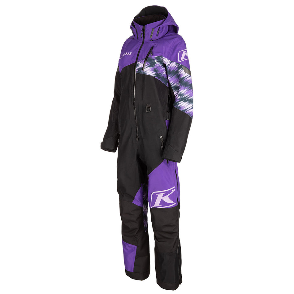 Klim Women's Shredsa One-Piece Monosuit in black and purple, non-current snowmobile gear and apparel.