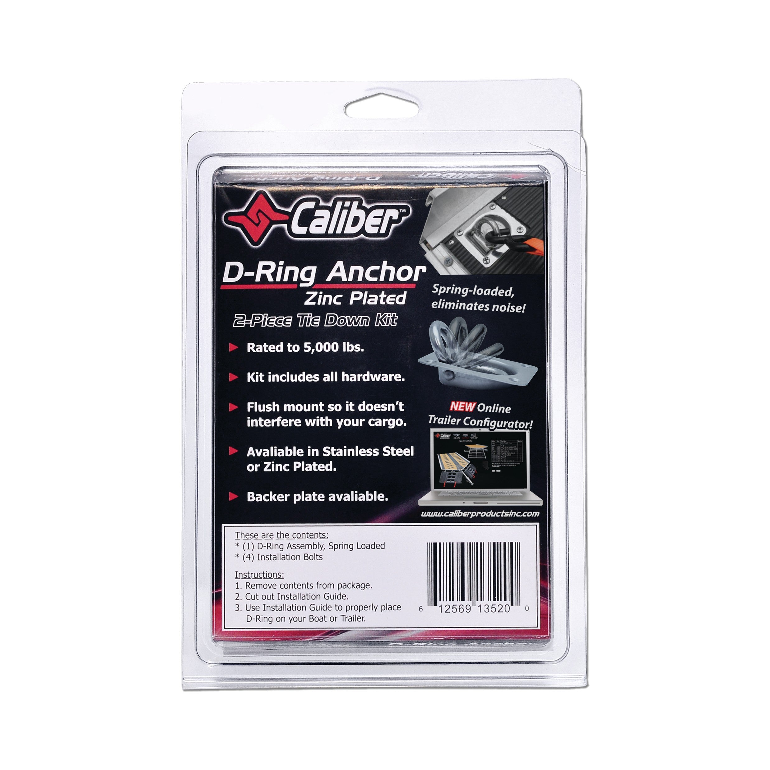 ZINC COATED TRAILER D-RING KIT - 42-5022-1