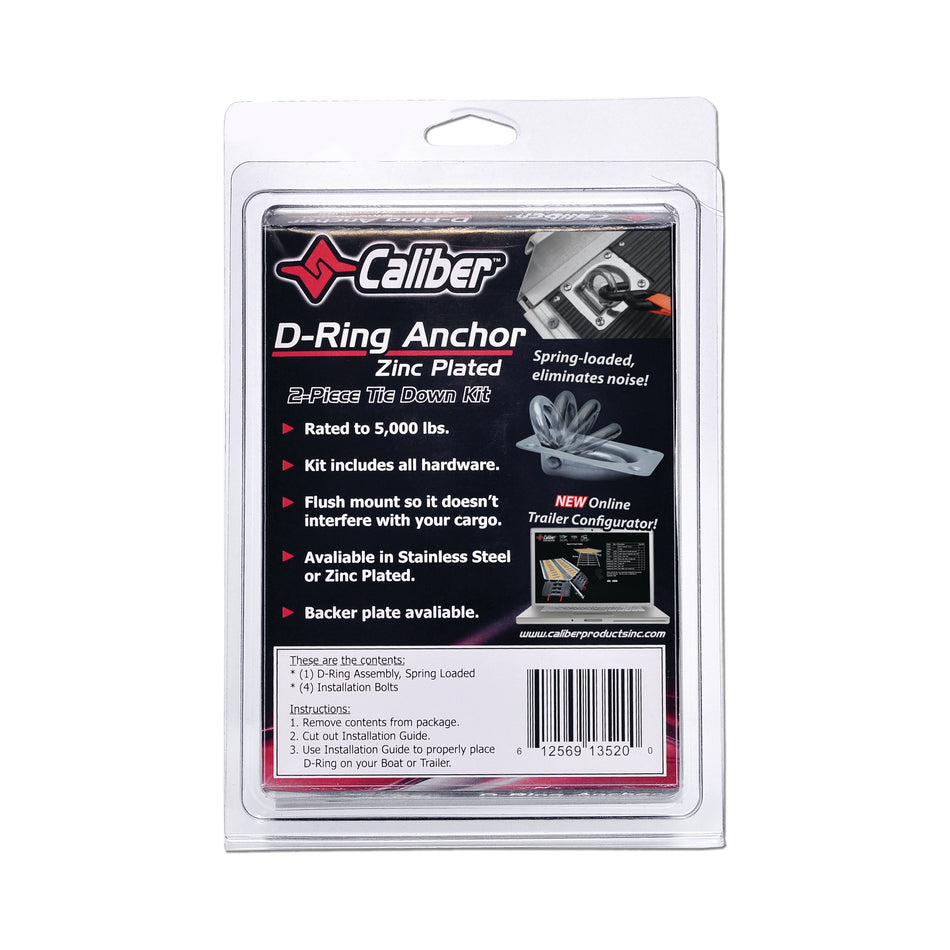 ZINC COATED TRAILER D-RING KIT - 42-5022-1