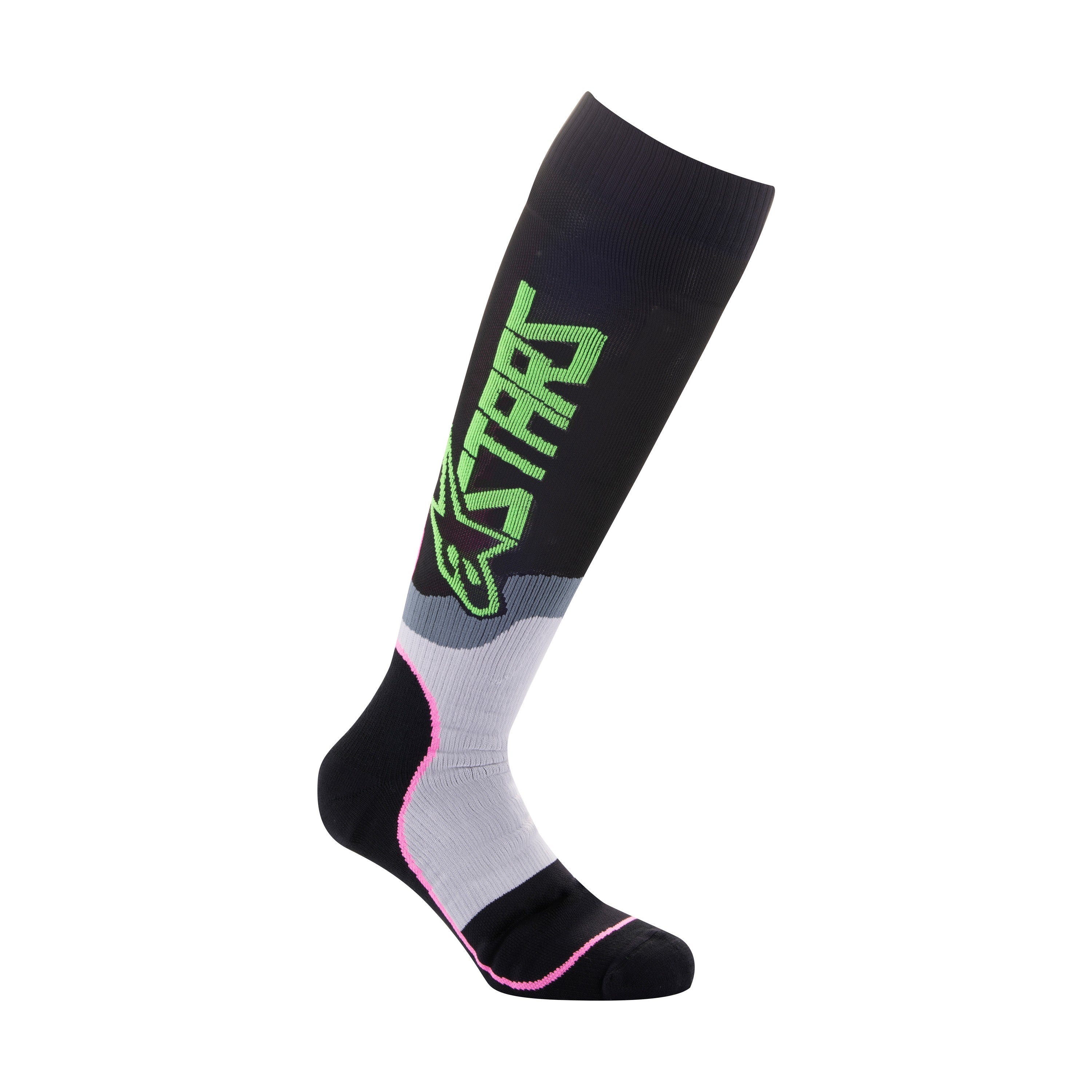 MX PLUS-2 SOCKS BLACK/GREEN NEON/PINK FLUO SM - 482-64115