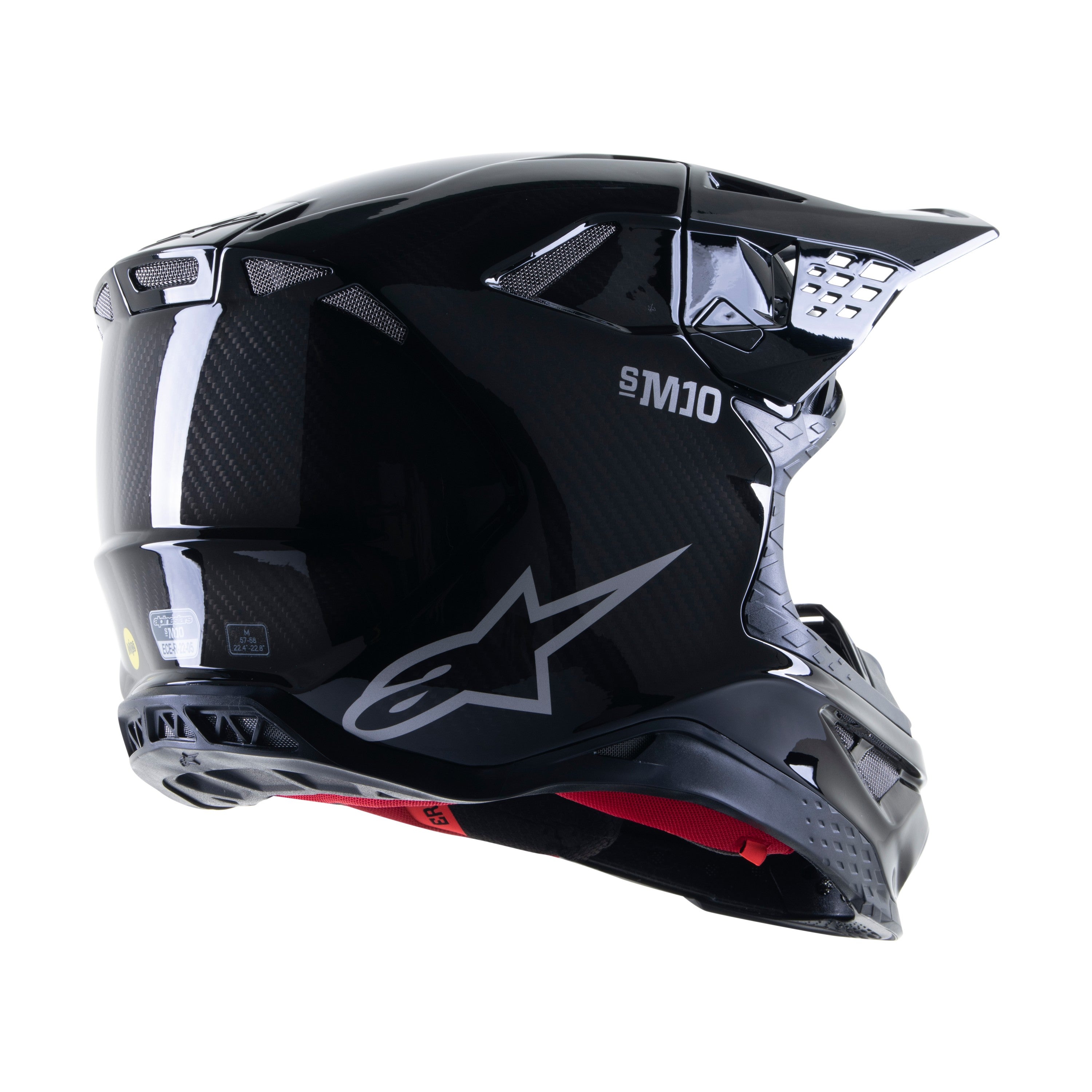 SUPERTECH S-M10 SOLID HELMET BLACK GLOSSY/CARBON LG - 482-9041L-1