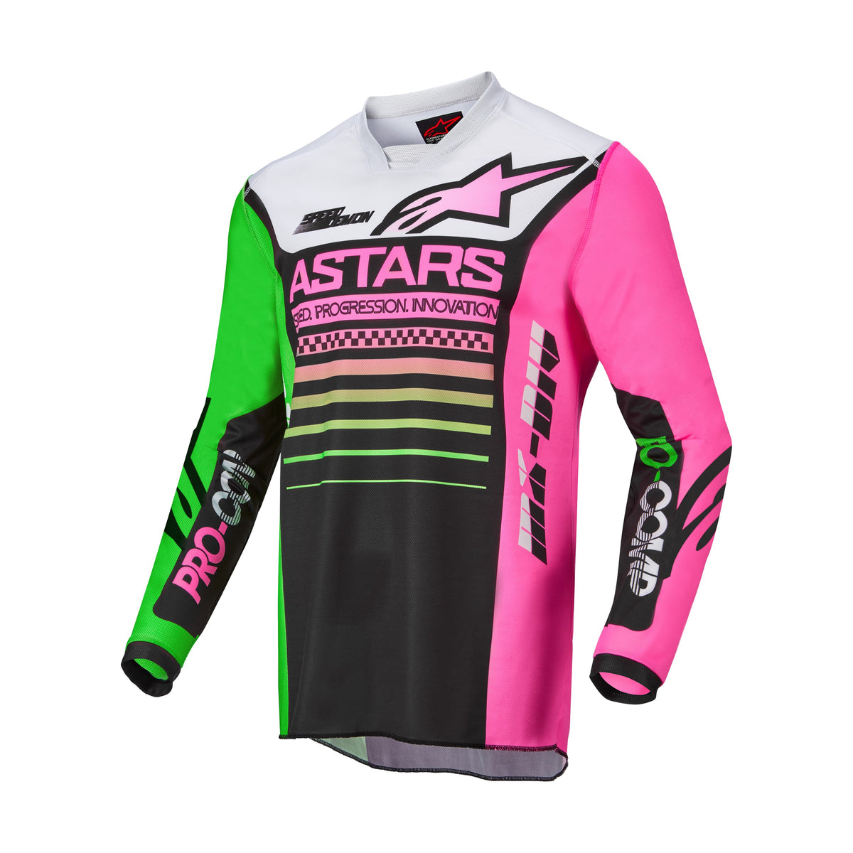 RACER COMPASS JERSEY BLK/GRN NEON/PINK FLUO MD - 482-9739M