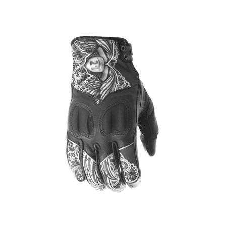 WOMEN'S VIXEN GLOVES BLACK/WHITE LACE LG - 489-0091L