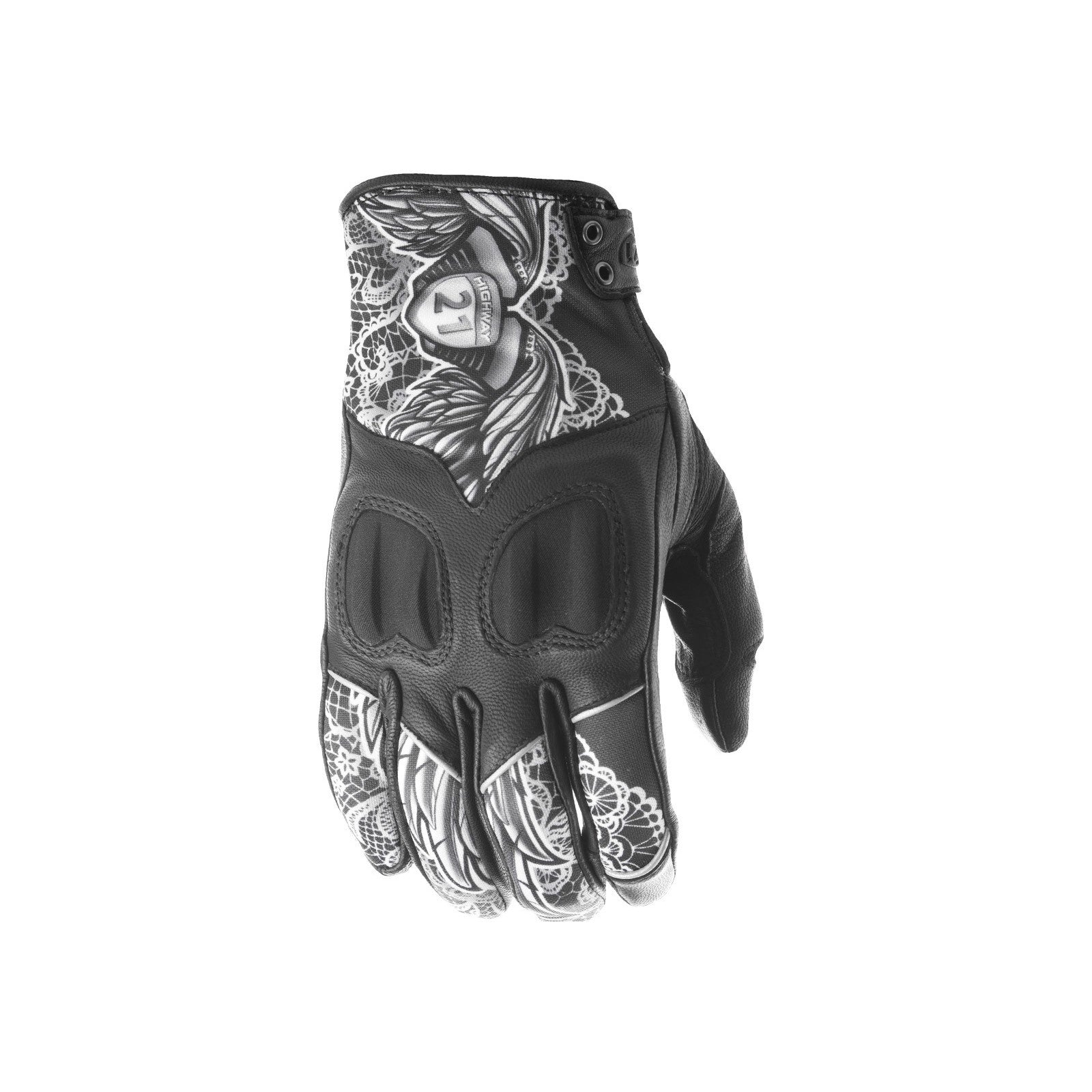 WOMEN'S VIXEN GLOVES BLACK/WHITE LACE MD - 489-0091M