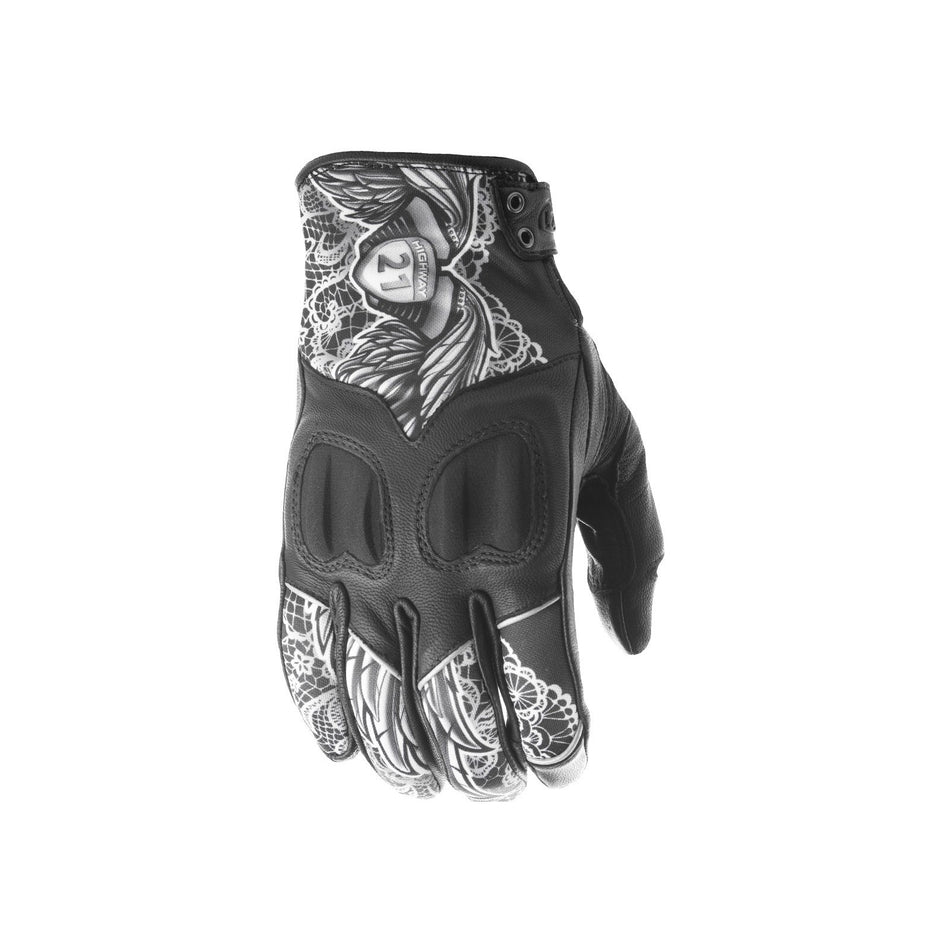 WOMEN'S VIXEN GLOVES BLACK/WHITE LACE MD - 489-0091M