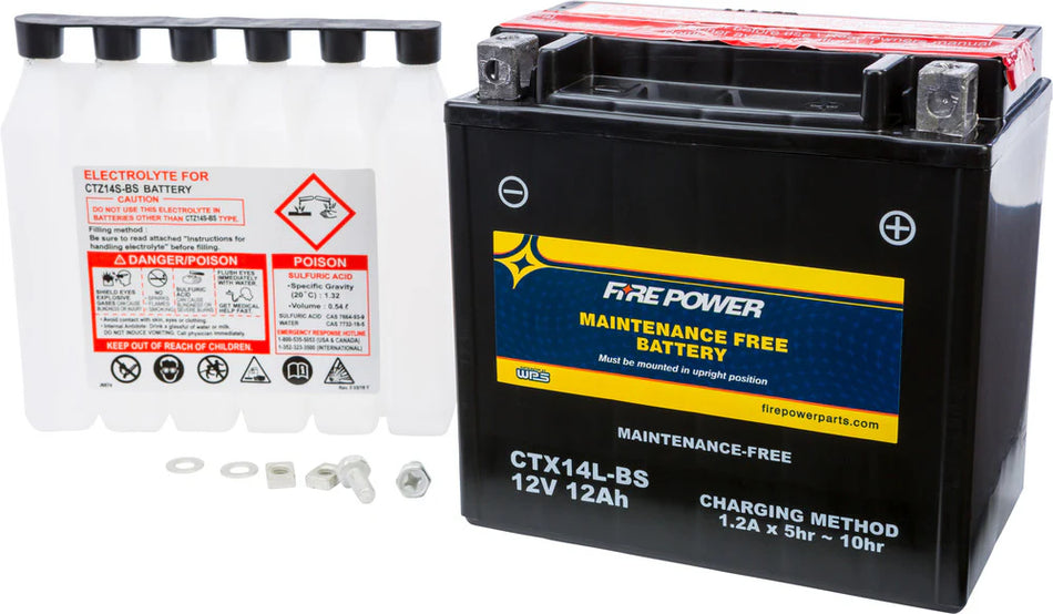 FIRE POWER BATTERY CTX14L-BS MAINTENANCE FREE - 49-2272