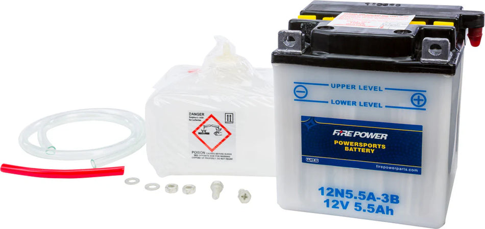 FIRE POWER BATTERY W/ACID 12N5.5A-3B 12V - 490-2089