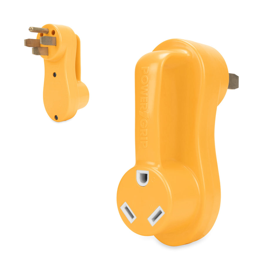 Camco Power Grip Electrical Offset Adapter 50 amp to 30 amp RV Power Adapter - 55135