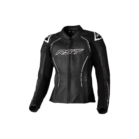 LADIES S1 CE JACKET BLACK/WHITE LEATHER LG - 556-3043014