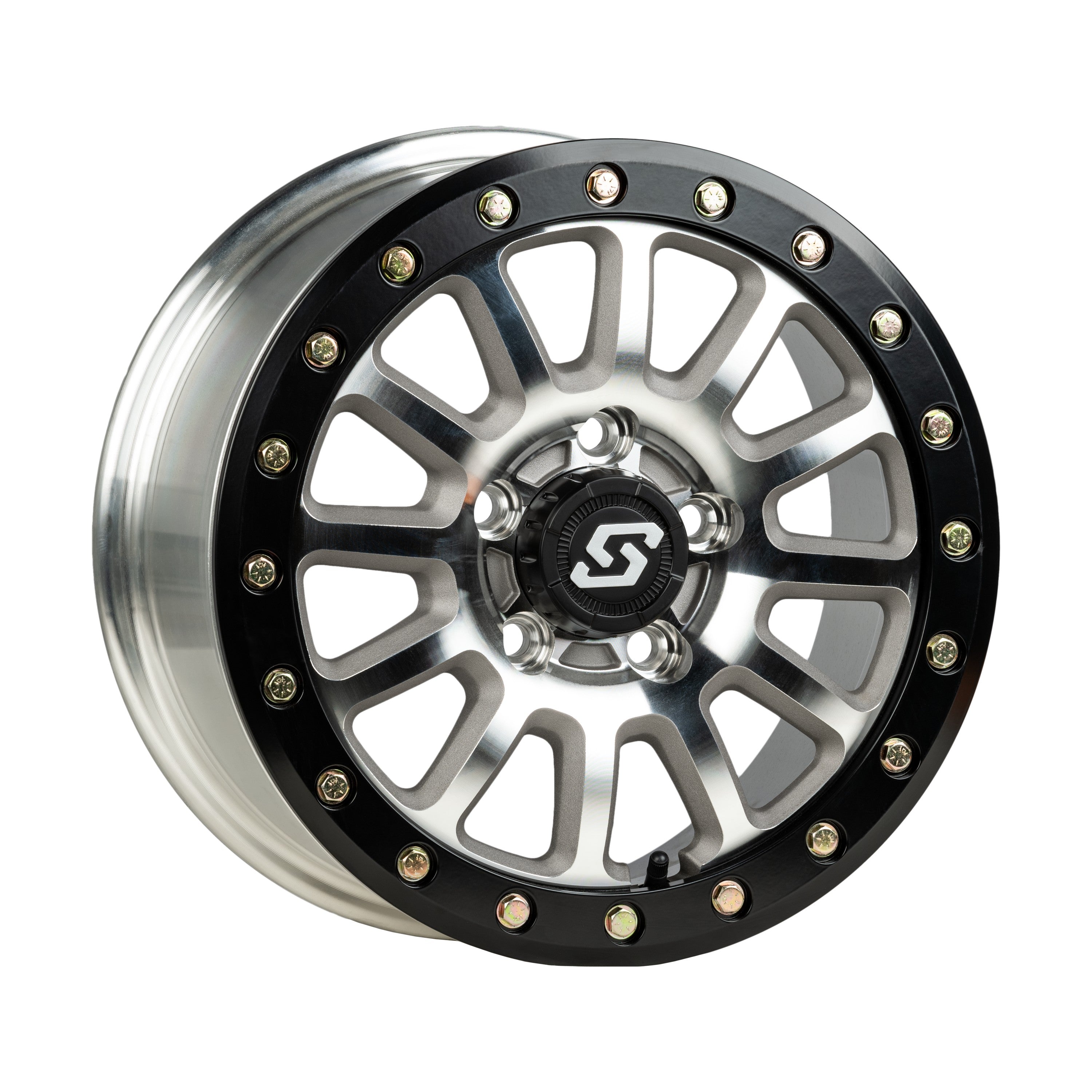 SANO BDLK WHEEL 15X7 5/4.5 6+1 (+50MM) BLK/AS CAST - 570-2046-1