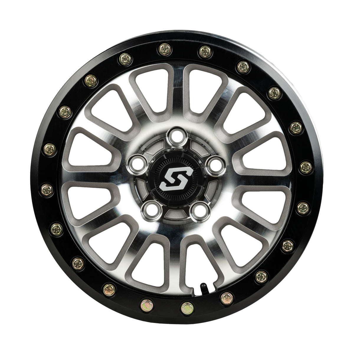 SANO BDLK WHEEL 15X7 5/4.5 6+1 (+50MM) BLK/AS CAST - 570-2046