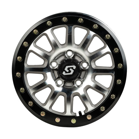 SANO BDLK WHEEL 15X7 5/4.5 6+1 (+50MM) BLK/AS CAST - 570-2046