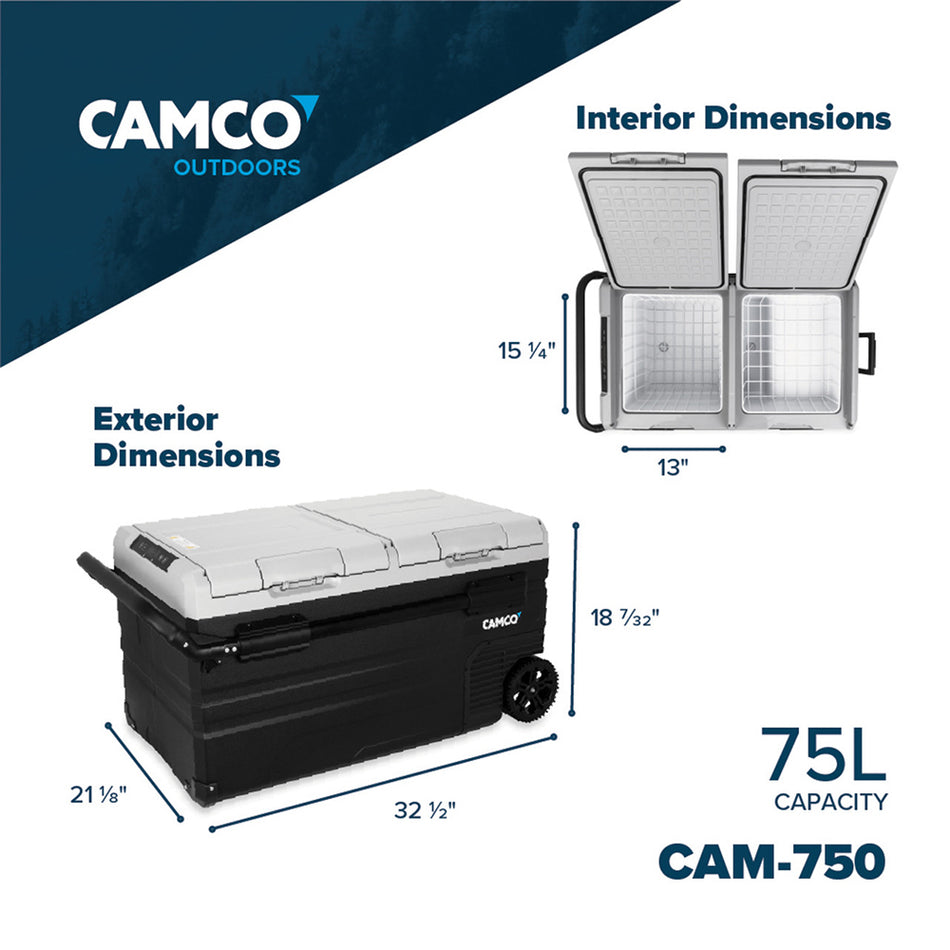 Camco Portable Refrigerator - CAM-750, 75 liter, 12V/110V - 51520