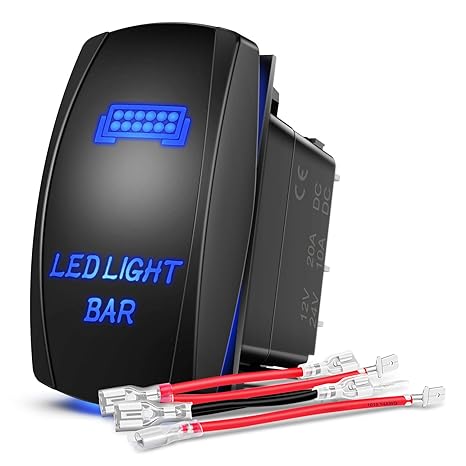 Nilight - LED Light Bar Rocker Switch 5Pin Laser On/Off LED Light 20A/12V 10A/24V Switch Jumper Wires Set for Jeep Boat Trucks-90001B