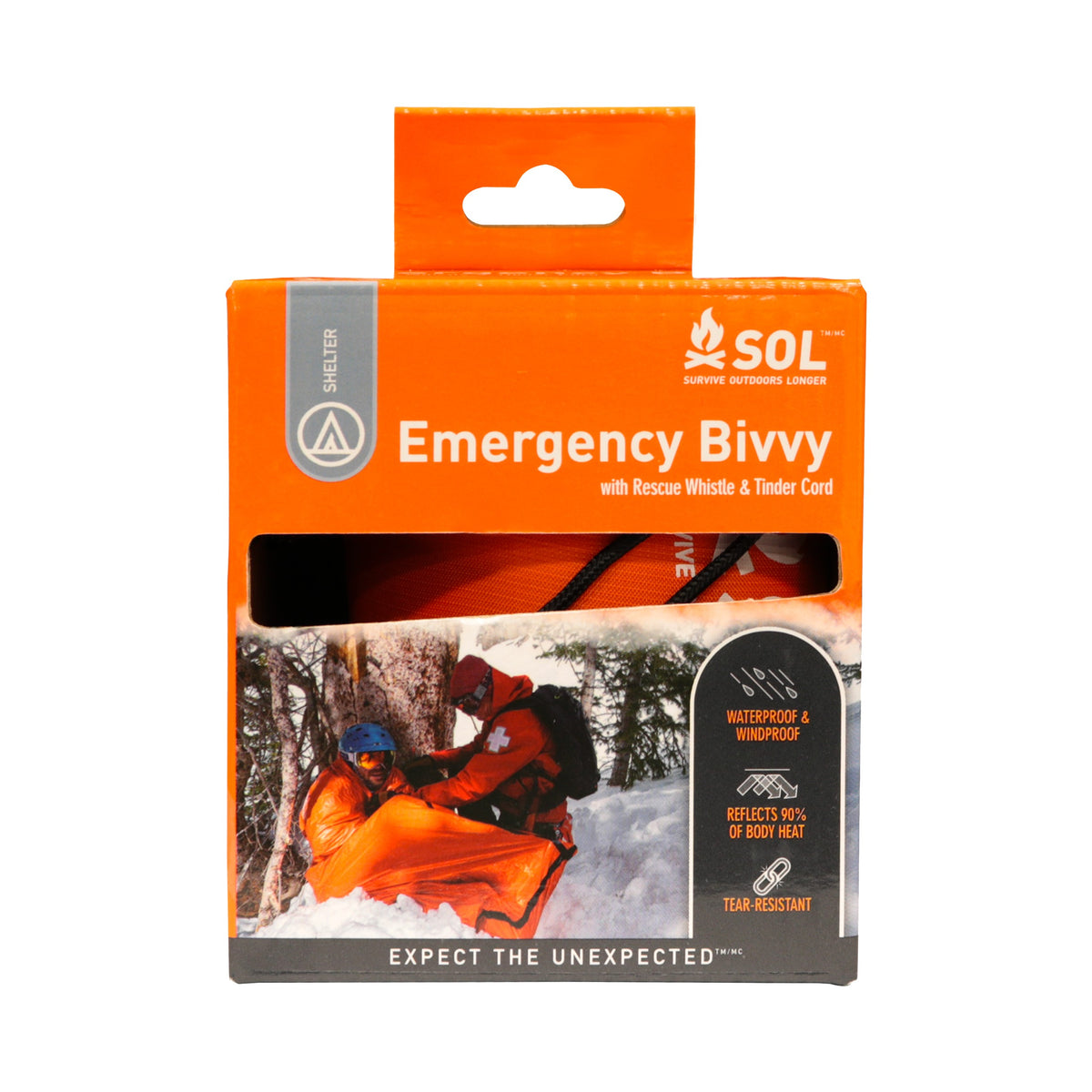 SOL EMERGENVY BIVVY W/ RESCUE WHISTLE 6/PK - 62-47500-6