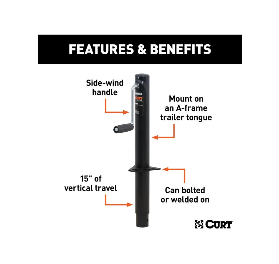 CURT TRAILER TONGUE JACK 2000-LB - 72-1820