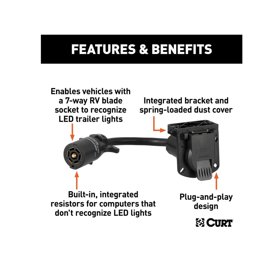 Curt 7-Way RV Blade LED Electrical Adapter - 72-2509