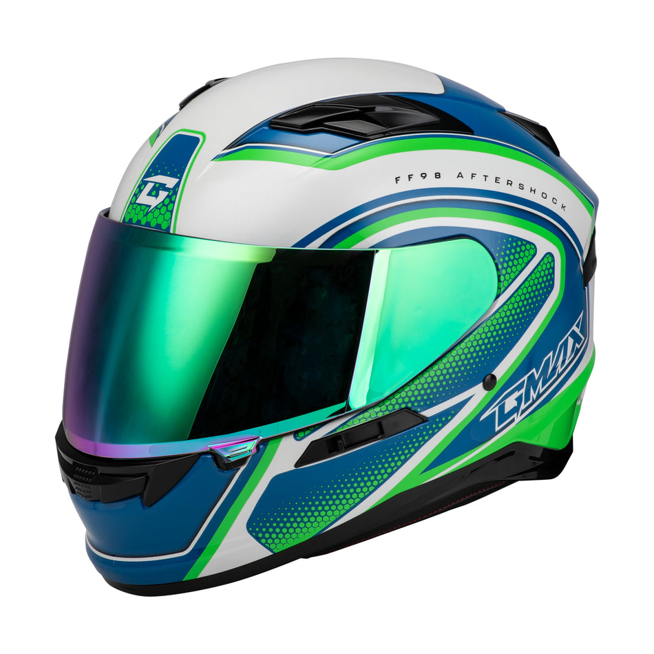 FF-98 AFTERSHOCK HELMET WHITE/NEON GREEN LG - 72-5142L