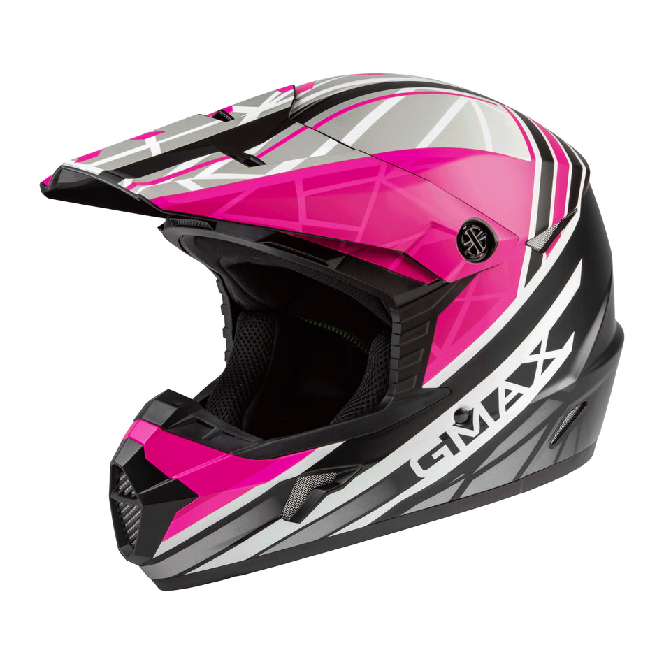 YOUTH MX-46Y OFF-ROAD MEGA HELMET MATTE BLK/NEON PINK YL - 72-6607YL