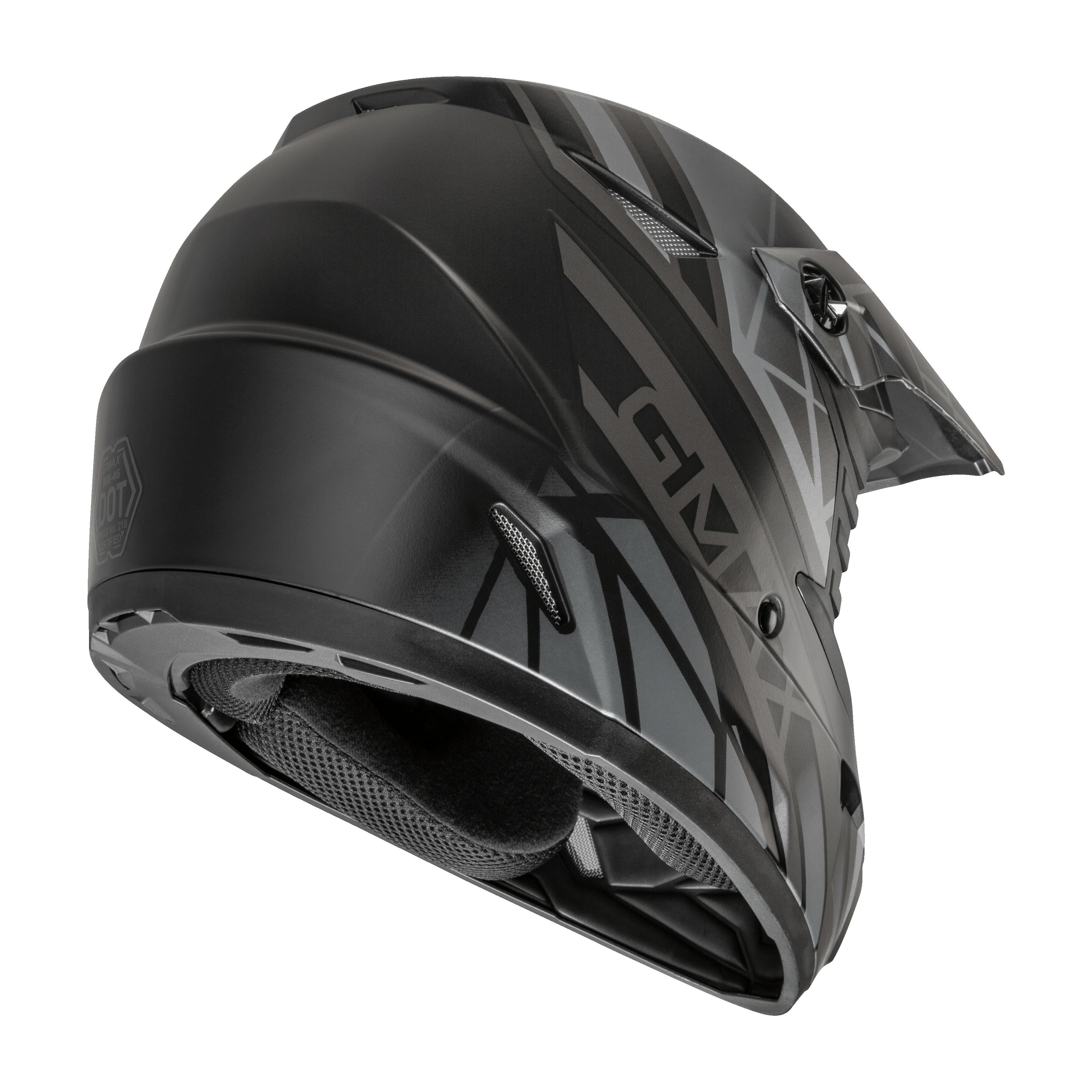 YOUTH MX-46Y OFF-ROAD MEGA HELMET MATTE BLACK/GREY YL - 72-6608YL-1