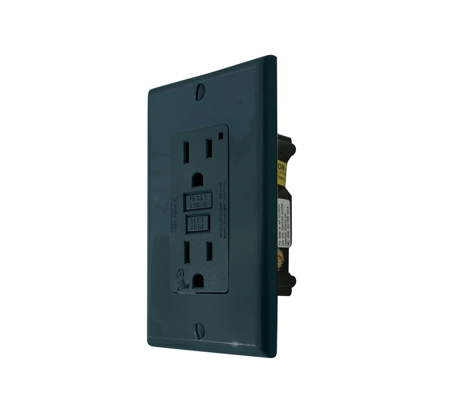 RV GFI 120 VOLT AC POWER RECEPTACLE BLACK - 72-7218