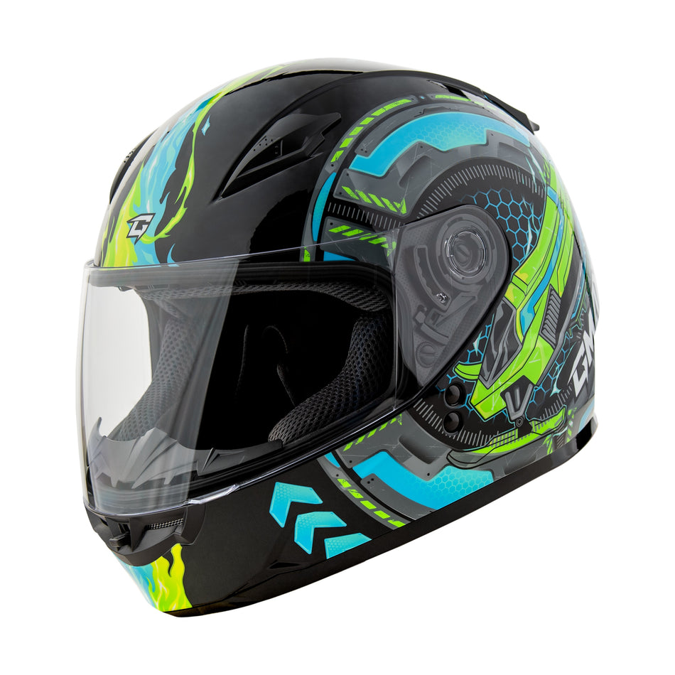 GM-49Y CHARGE HELMET BLACK/BLUE/GREEN YL - 72-7503YL