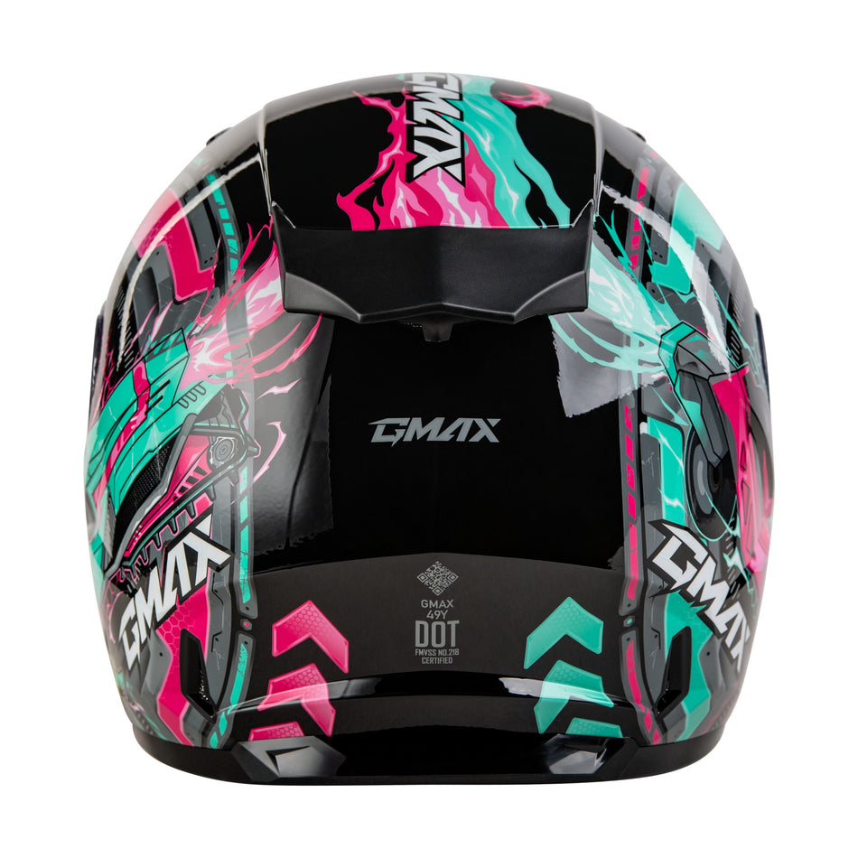 GM-49Y CHARGE HELMET BLACK/PINK/AQUA YL - 72-7504YL-1
