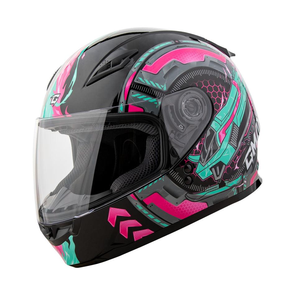 GM-49Y CHARGE HELMET BLACK/PINK/AQUA YL - 72-7504YL
