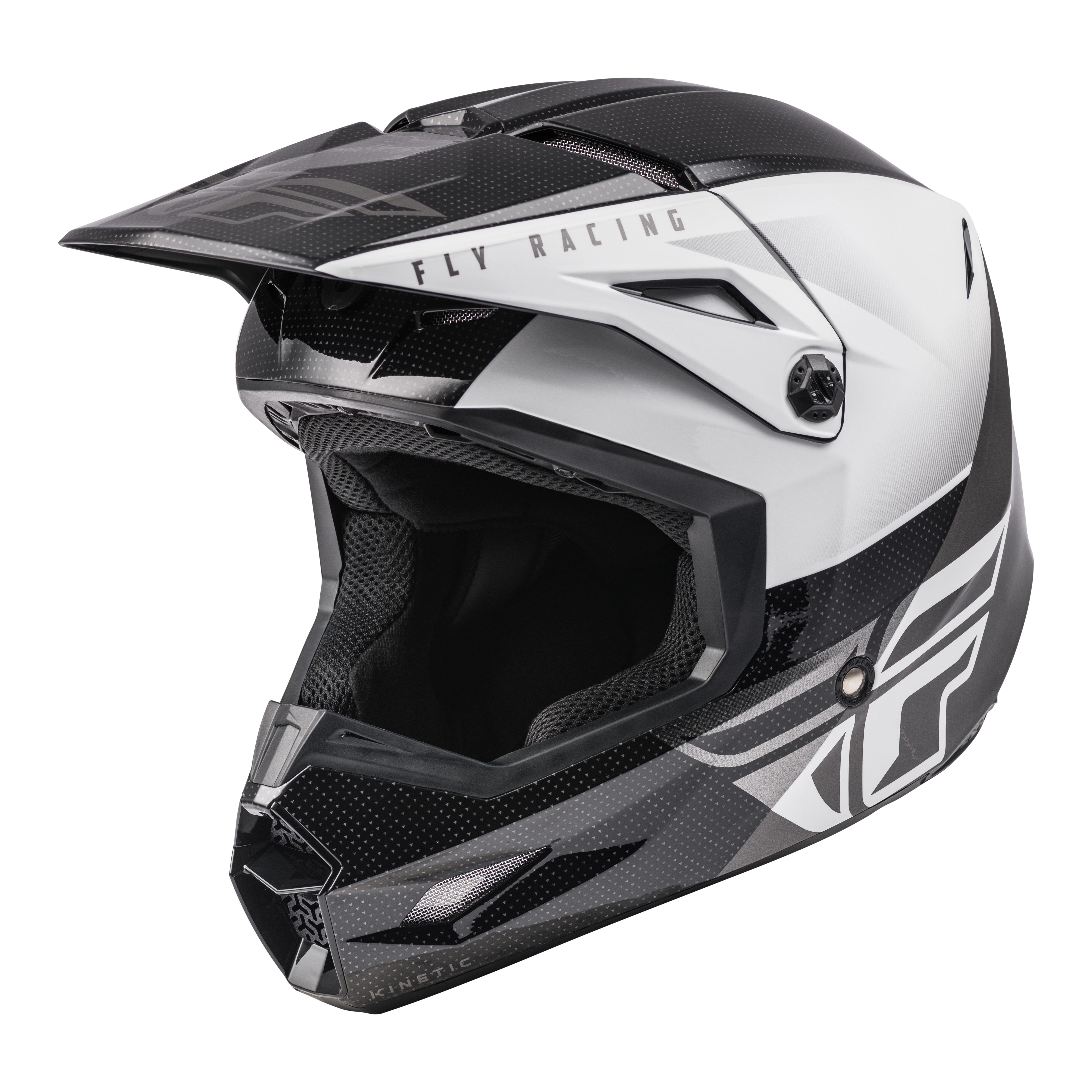 FLY RACING KINETIC STRAIGHT EDGE HELMET BLACK/WHITE SM - 73-8630S ...